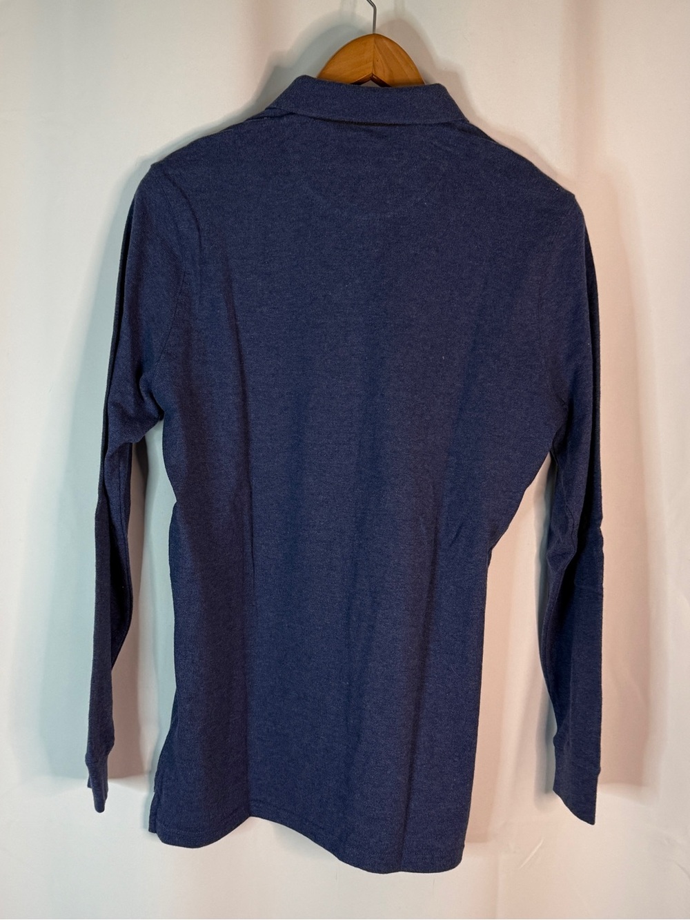 Massimo Dutti Long Sleeve Polo in Heather Navy - Picture 2 of 8